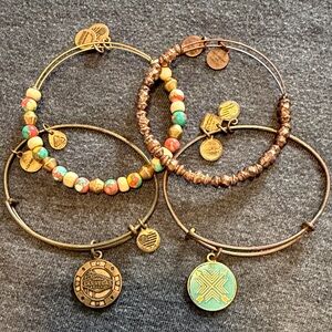Alex and ani bundle Multi-Bead Stackable Charm Bracelets in Turquoise & Copper